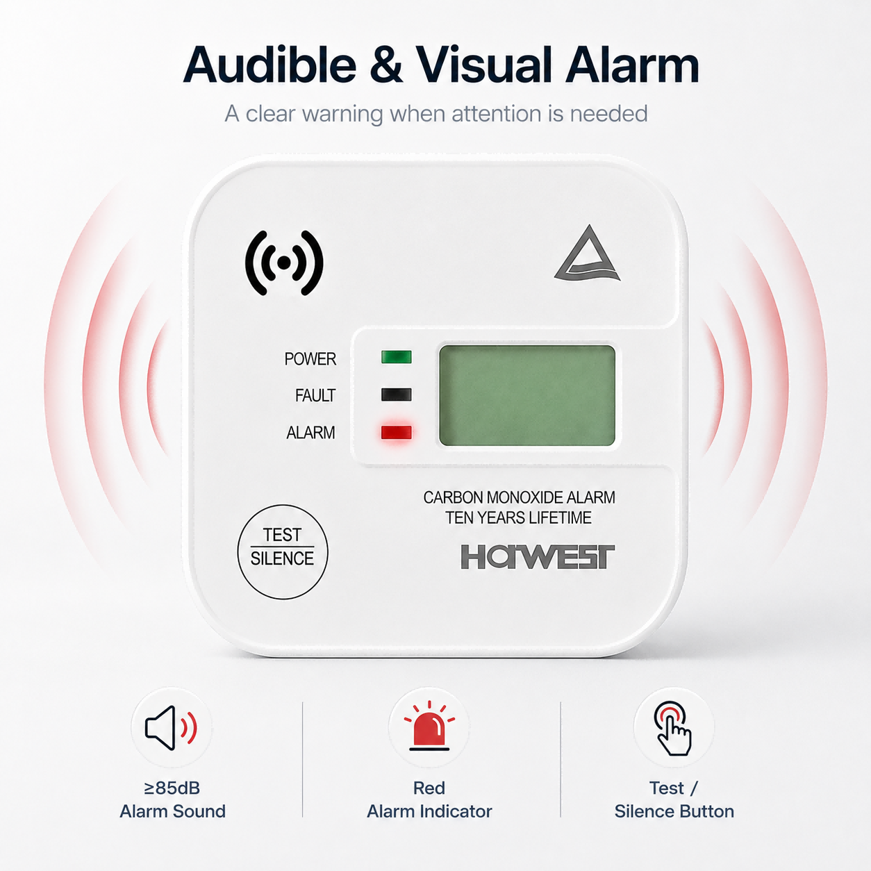 CM232W Smart Carbon Monoxide Alarm with Wi-Fi, Bluetooth and LCD Display