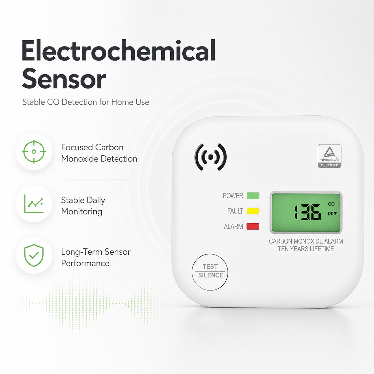 CM230W Smart Carbon Monoxide Alarm with Wi-Fi, Bluetooth and LCD Display