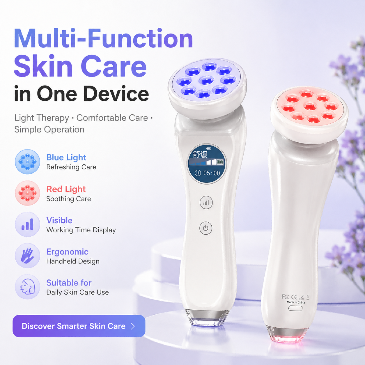 Multi-Function Light Therapy Skin Care Device for Daily Care