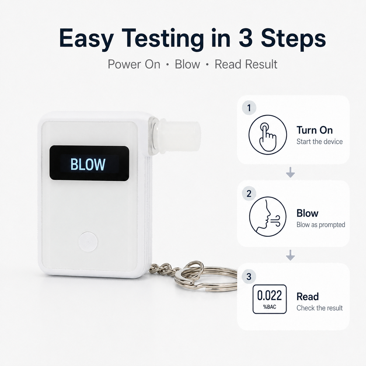 AT800 Fuel Cell Keychain Breathalyzer with OLED Display and APP Record Support