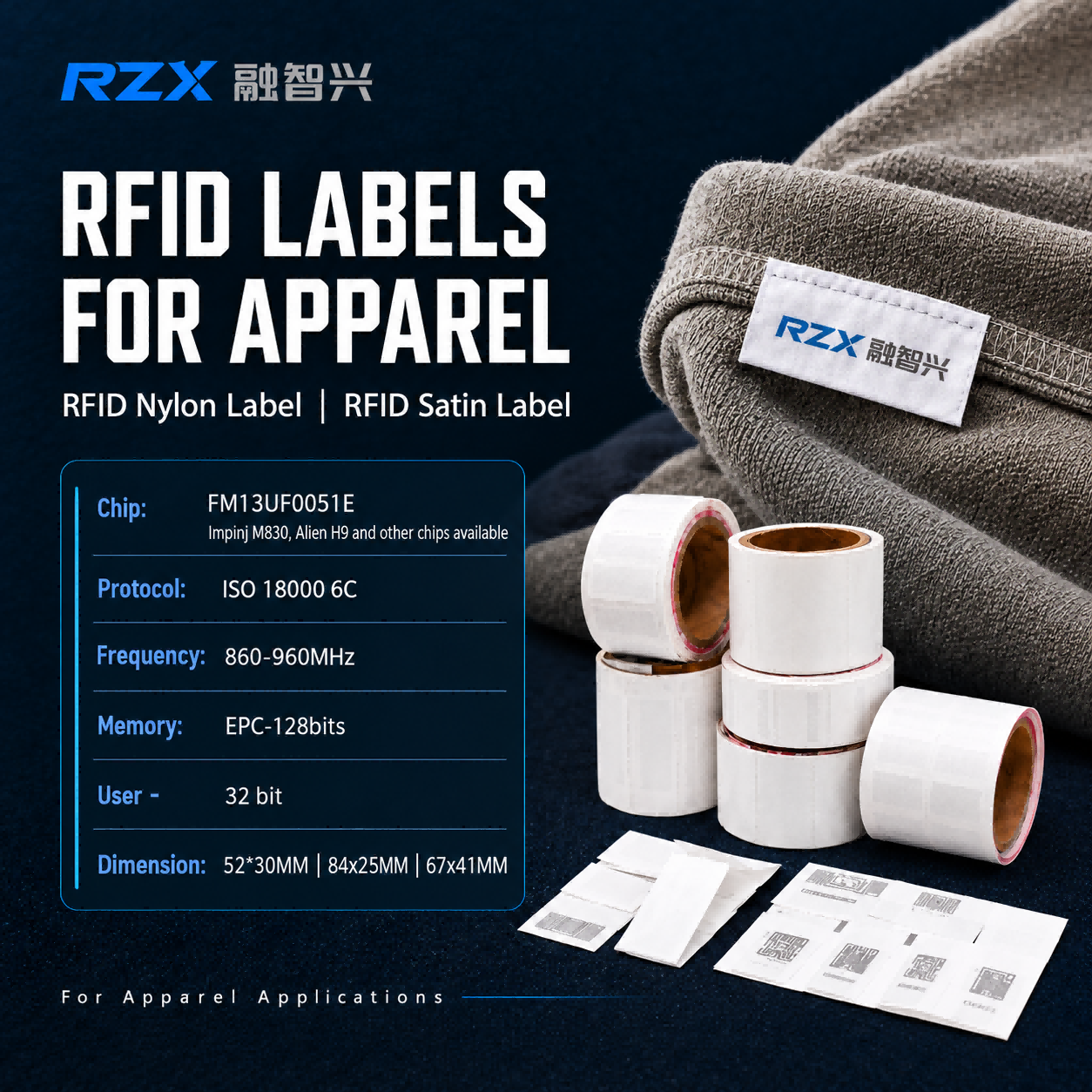 RFID Nylon Labels & RFID Satin Ribbon Labels