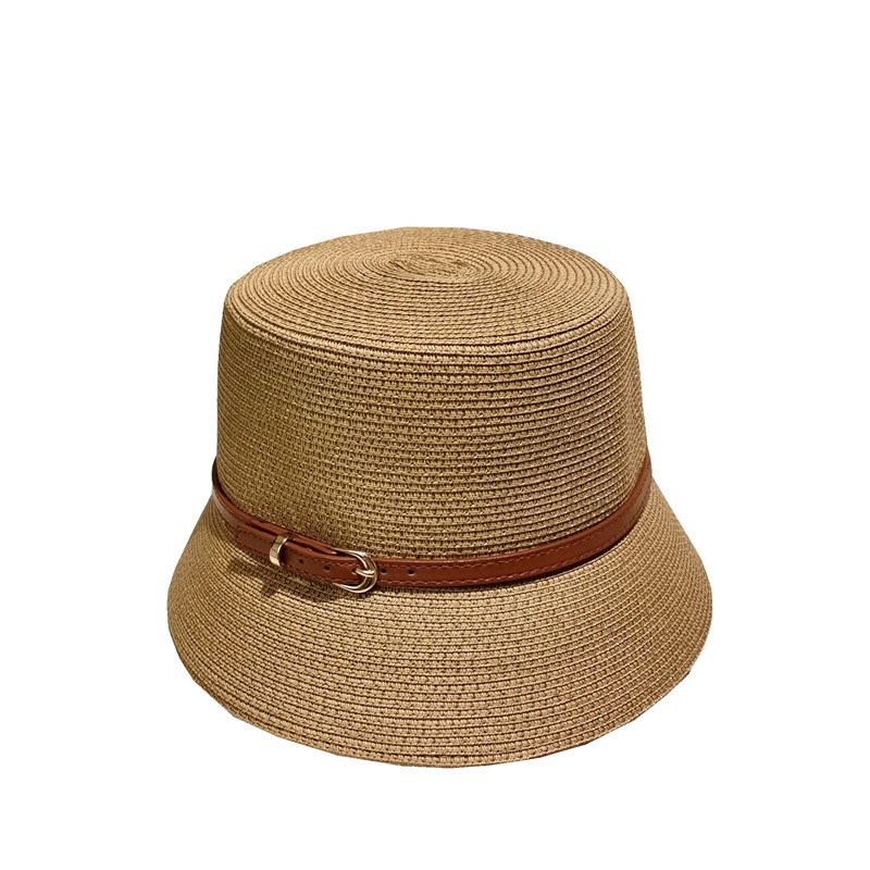 Summer breathable flat hat paper bucket hat with belt