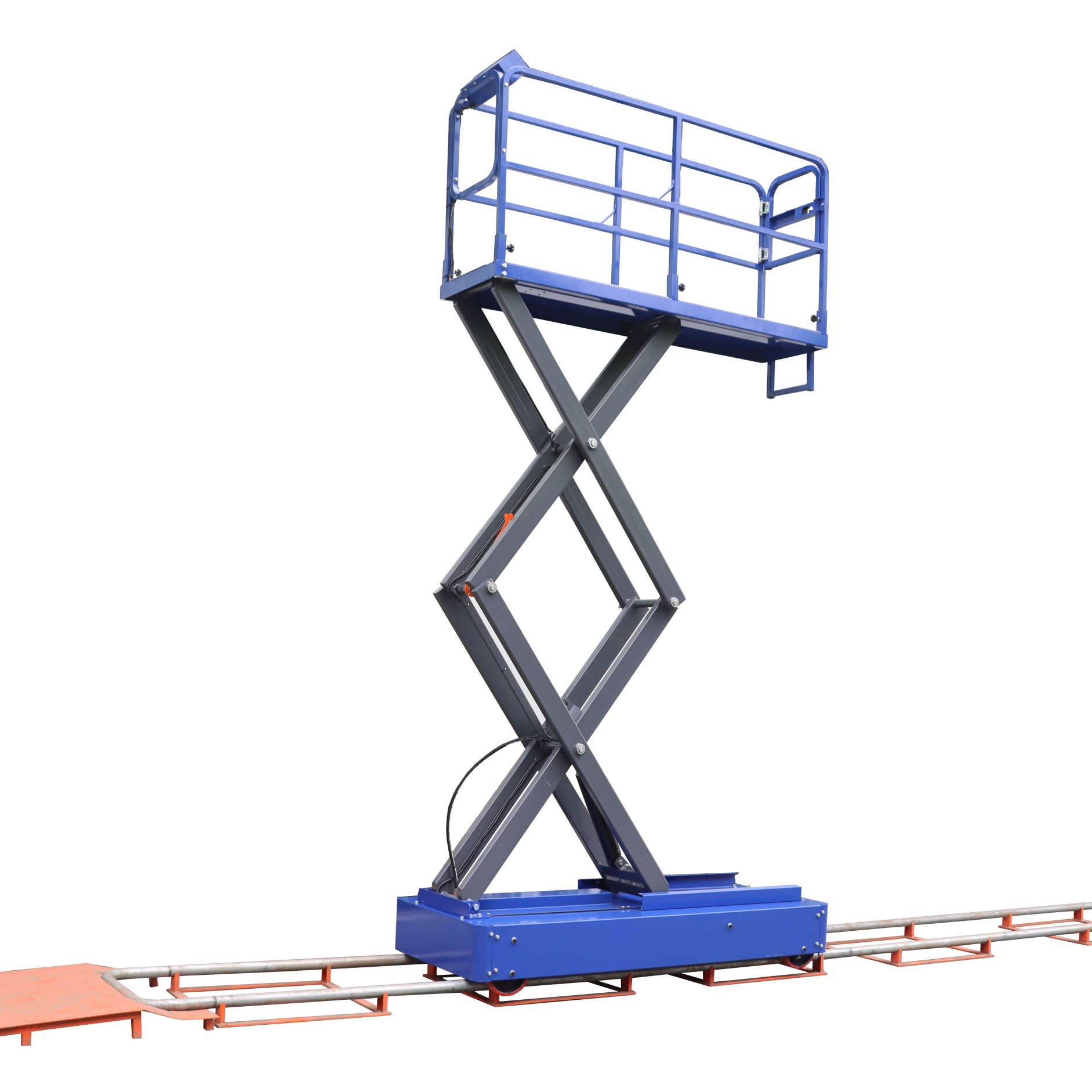 Greenhouse railway hydraulic lifting picking truck