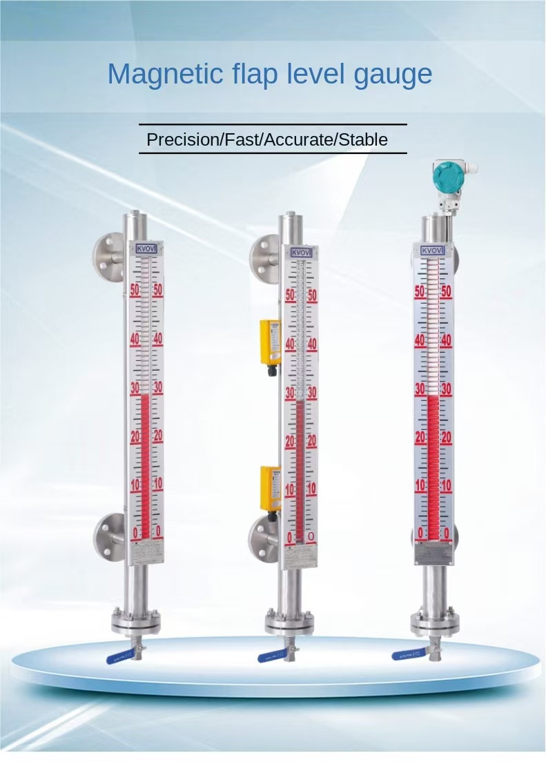 high temperature and high pressure explosion-proof magnetic flap level meter; counter-impact side mounted magnetic turnover plate liquid level meter; magnetic flap band remote transmission