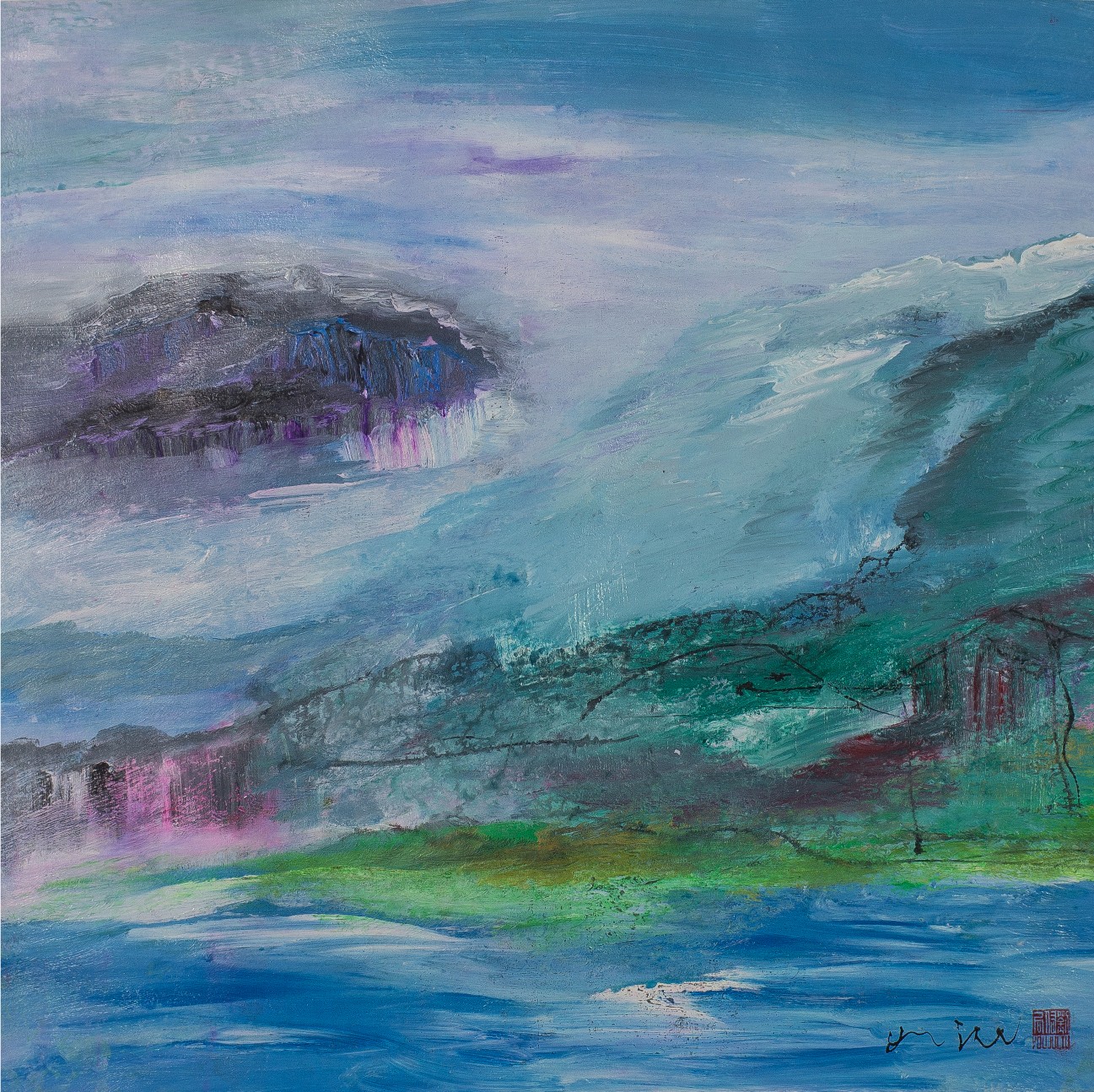 蓝蓝幽梦69x68cm