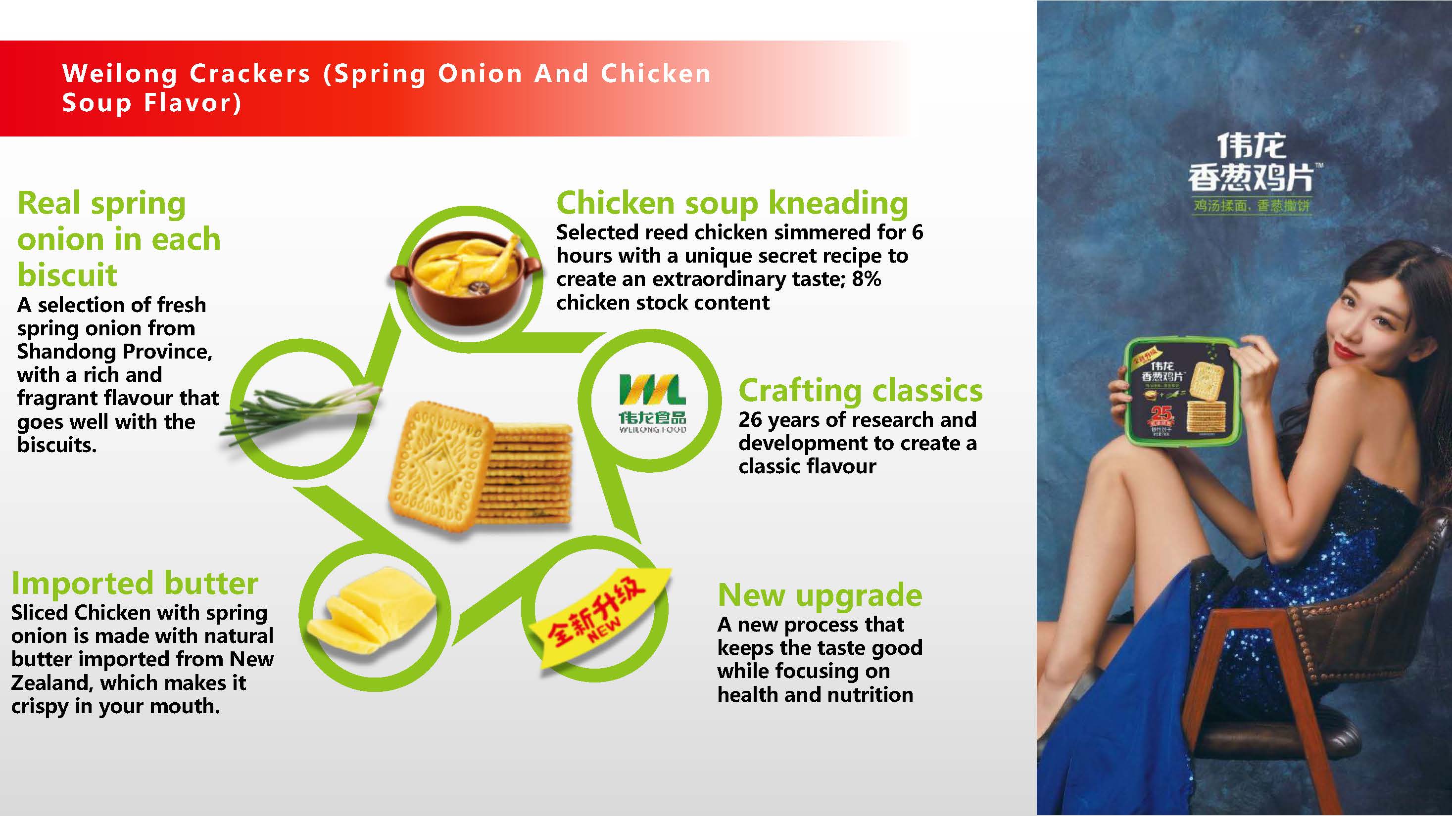 Spring onion and chicken soup flavor cracker