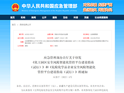 应急管理部印发化工园区和危险化学品企业安全风险智能化管控平台建设指南