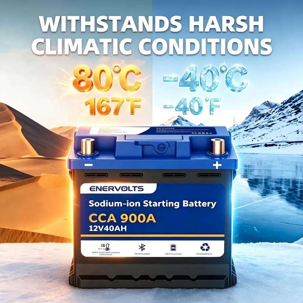 12V40Ah,CCA Current 900A,Sodium-ion Auto Start Battery Low temperature-EV1240,H5