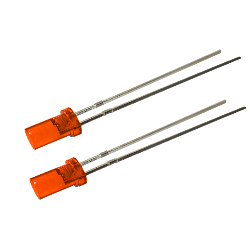 3mm flat head with edges, orange transparent, emitting orange light