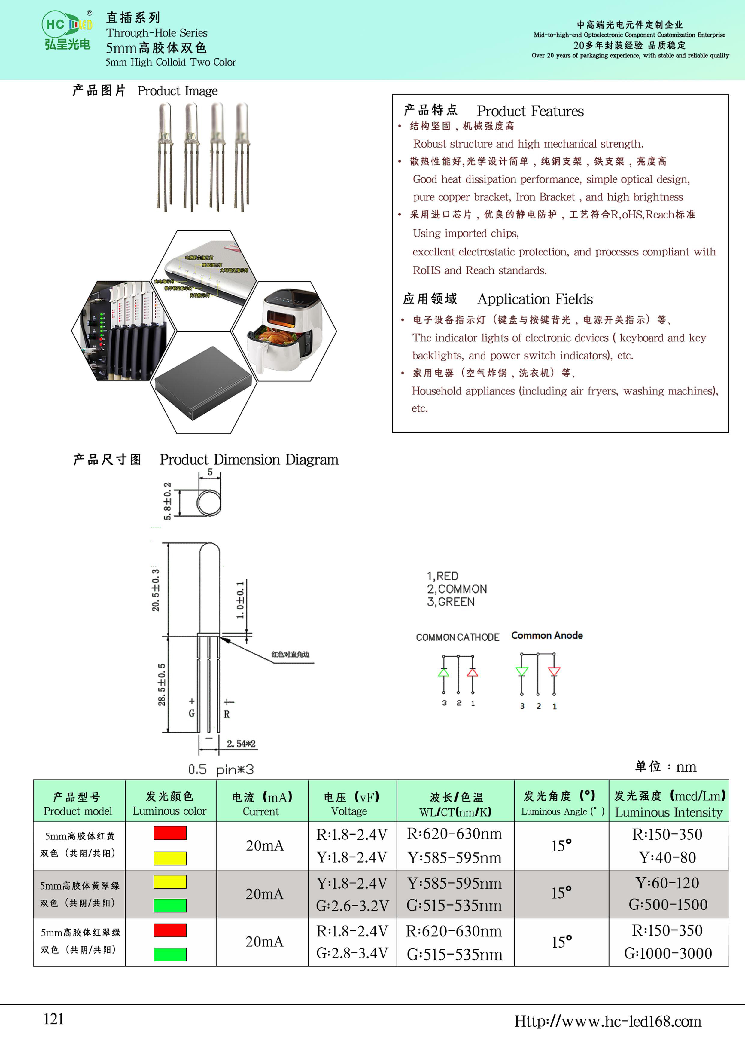 5MM高胶体双色 LED灯珠产品图