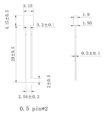 规格书外形示意:2×3×4方形