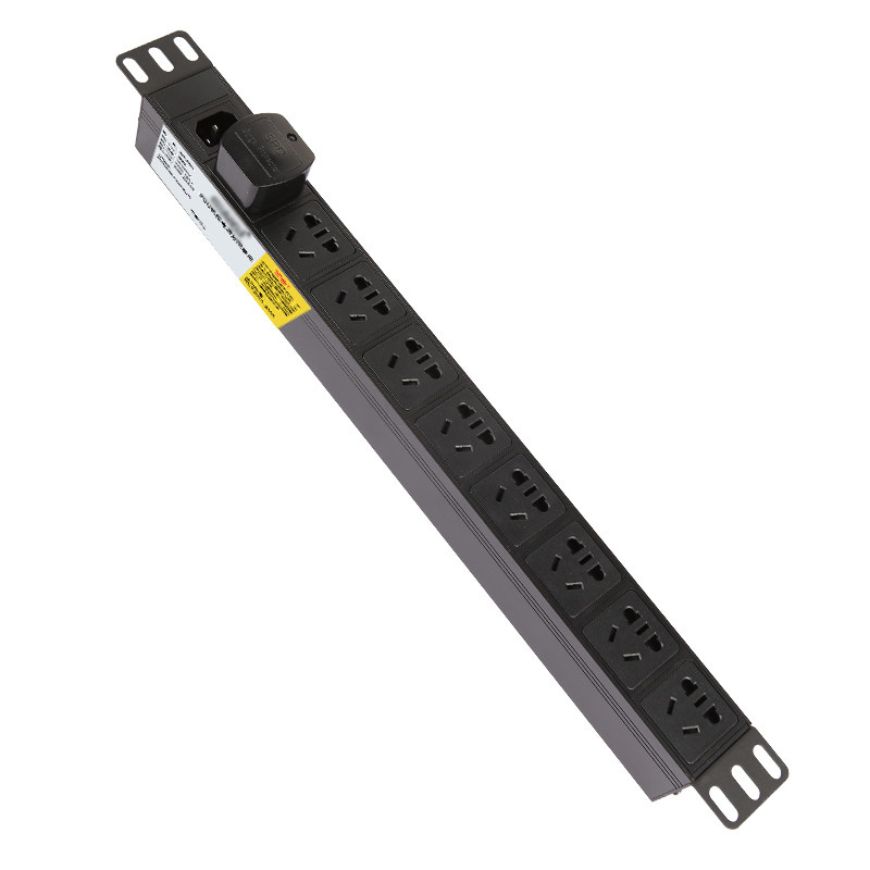 PDU机柜电源插座1U19英寸8位10A带热拔插SPD浪涌模块正面C14进线