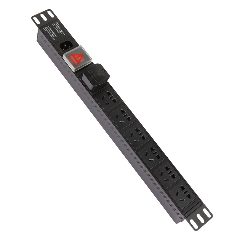 PDU机柜电源插座1U19英寸6位10A带双断开关热拔插SPD浪涌模块排插