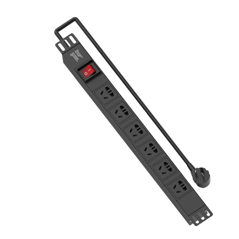 PDU机柜电源插座10A6位1U19英寸铝合金带开关排插接线板