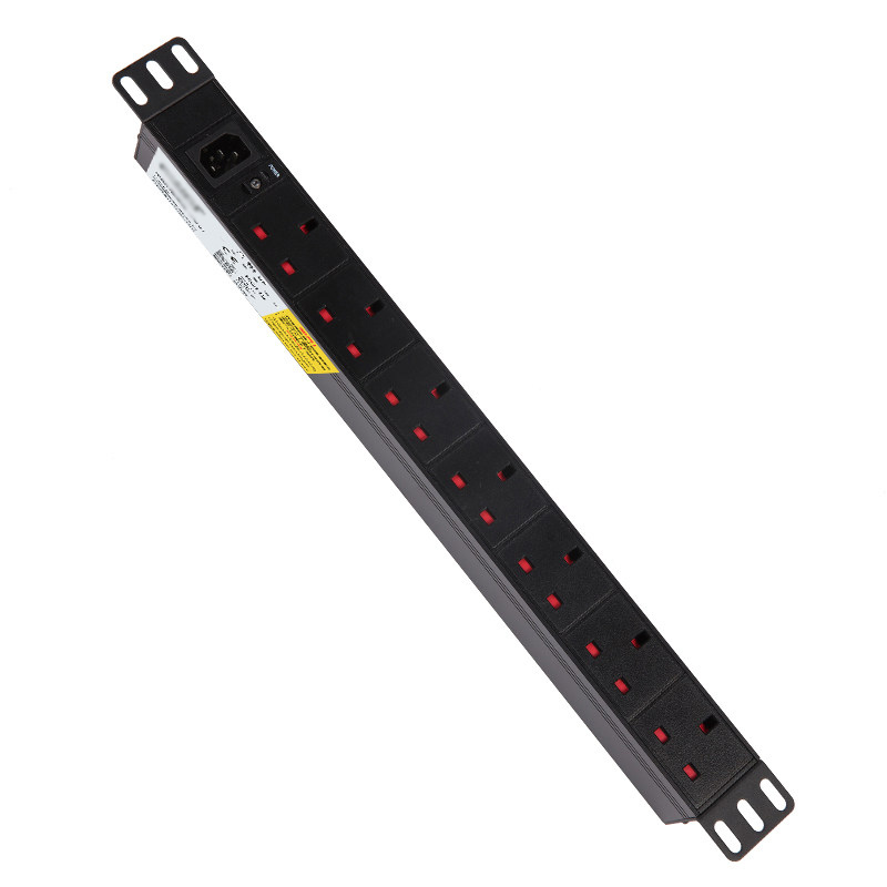 PDU机柜电源插座1U19英寸7位13A英规带热拔插电源指示灯C14进线