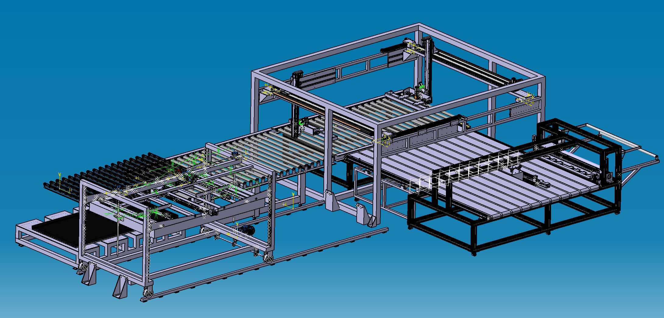 胶板自动切断-翻面-叠放-码垛自动化产线方案