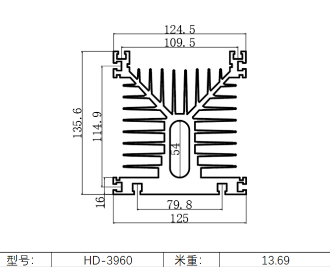 135.8x125 铝型材散热片