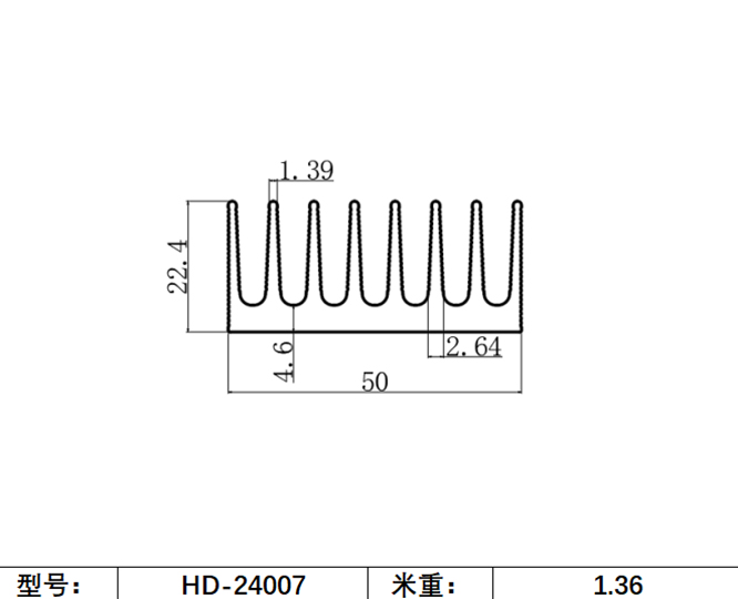 50x22.4 铝型材散热片