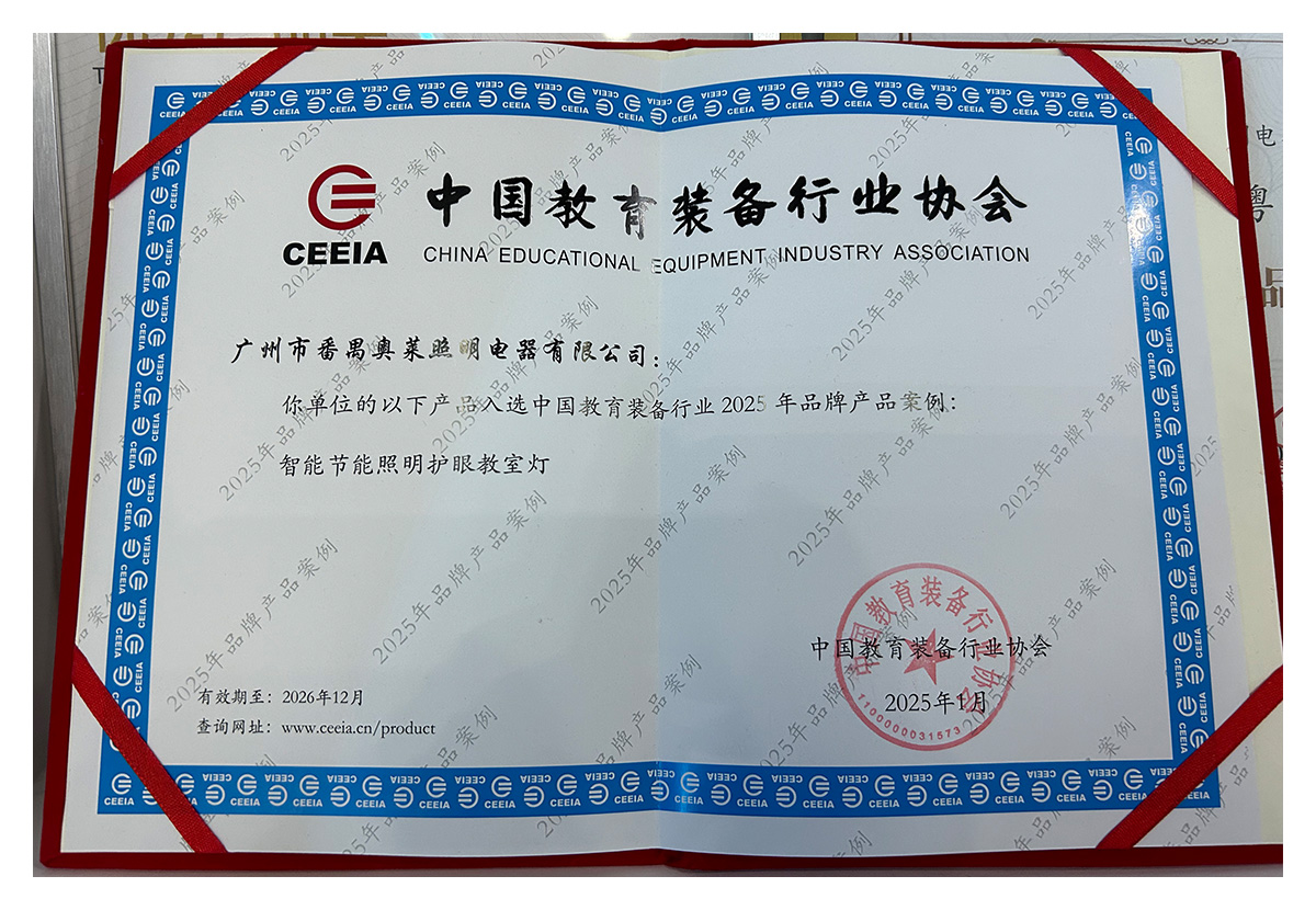 中国教育装备行业协会 智能节能照明护眼教室灯