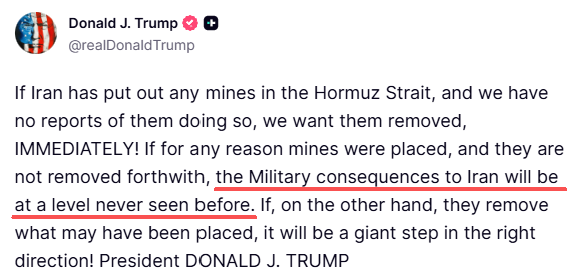 特朗普扬言彻底摧毁伊朗布雷艇 美中央司令部称击沉16艘舰艇