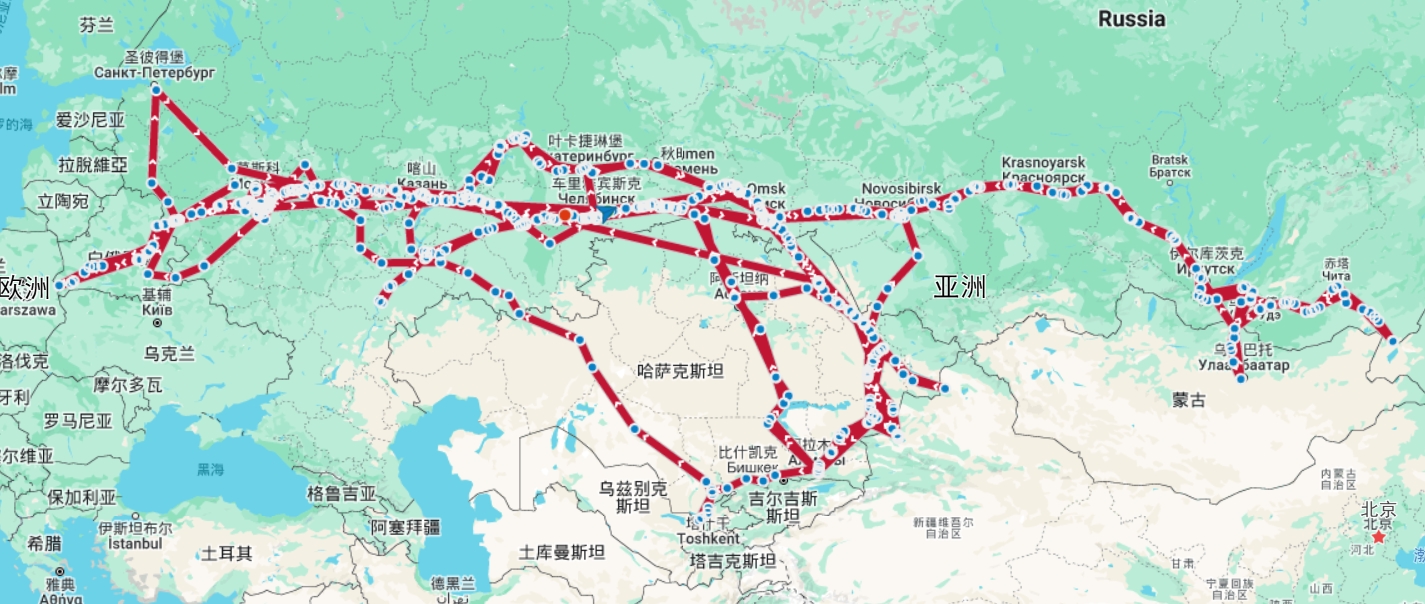 国际陆运运输线路图