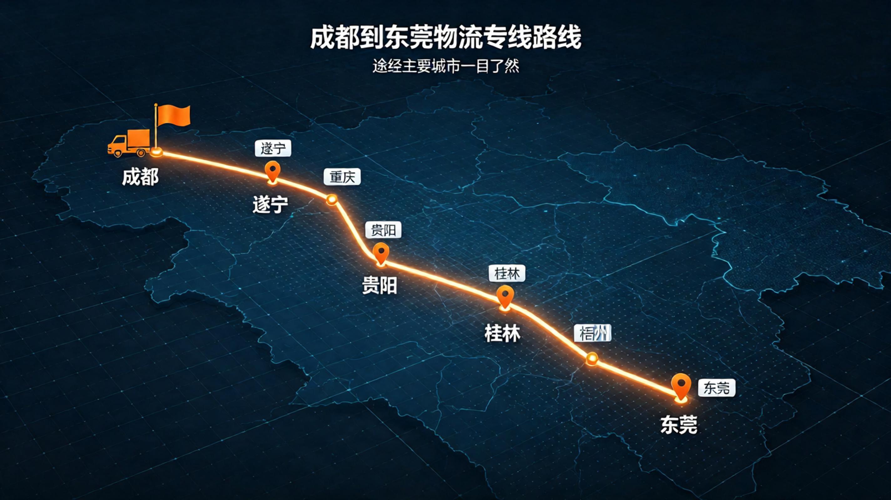 成都到东莞物流专线路线图_万时诺物流