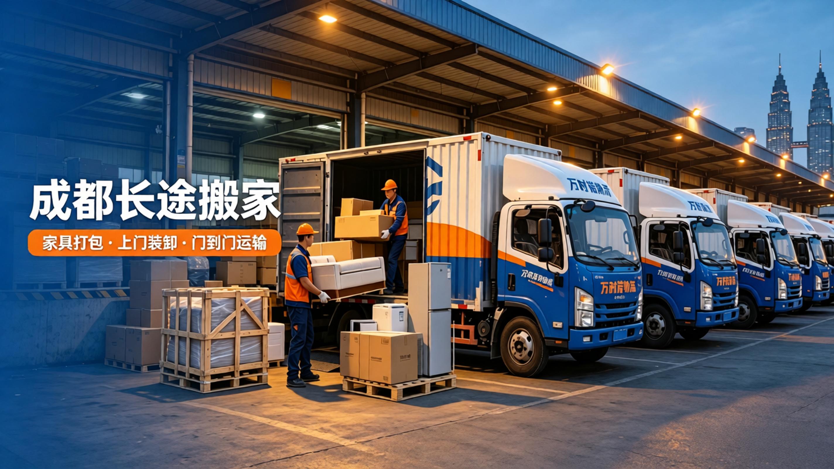 万时诺物流专业搬家团队正在为客户进行物品打包和搬运，提供成都长途搬家以及行李托运寄递服务