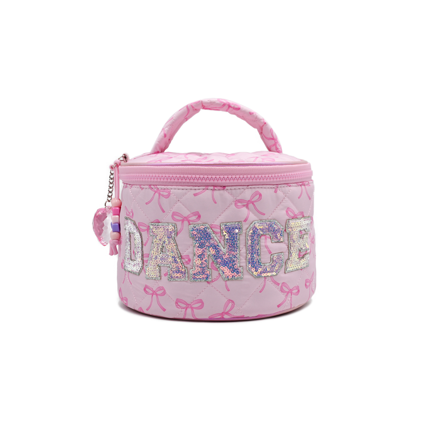 Quilted Printed Round Glam Bag