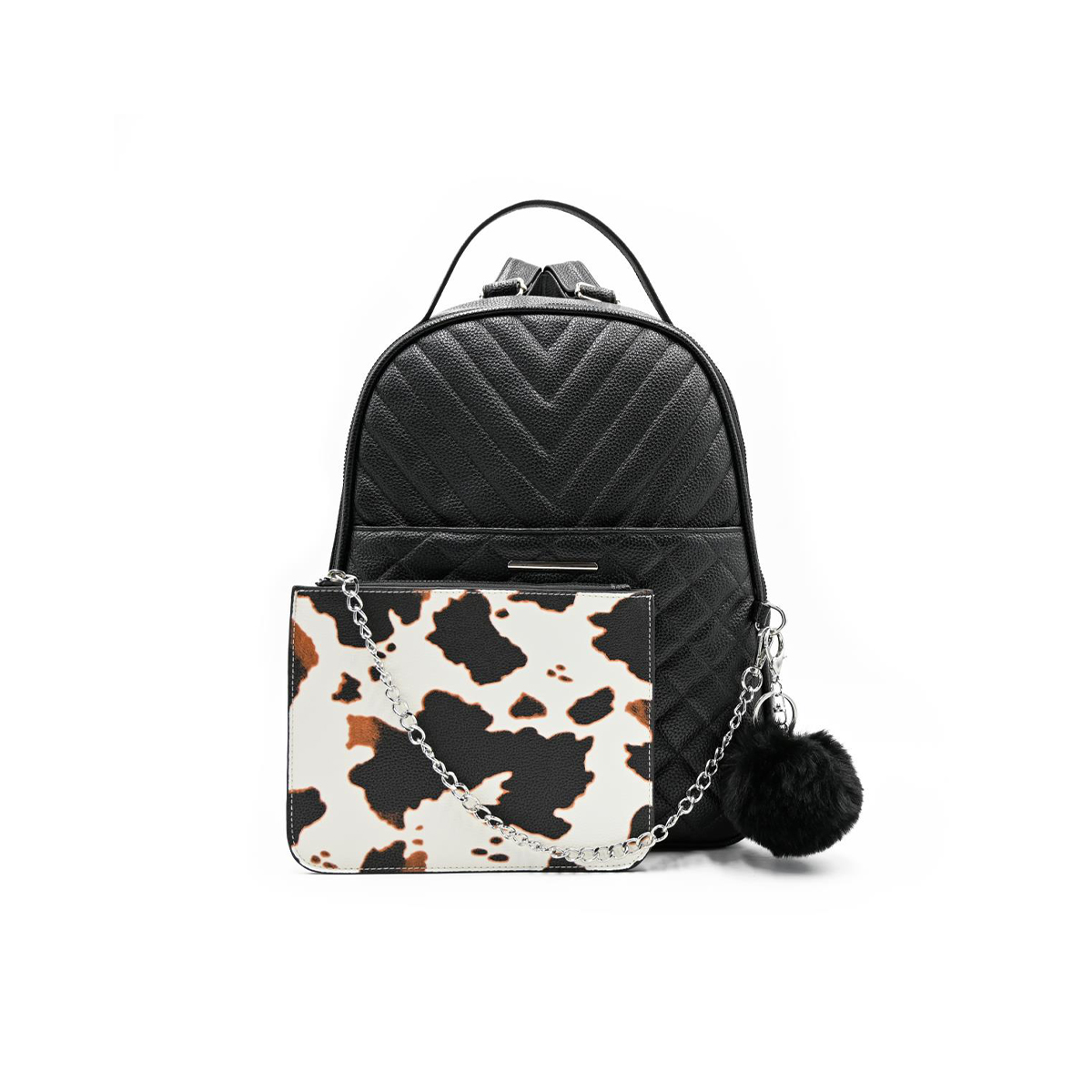 Quilted Backpack with Pouch Backpack