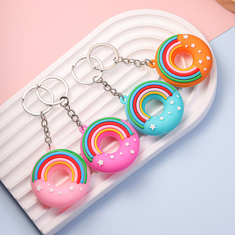 Rainbow Donut Keychain