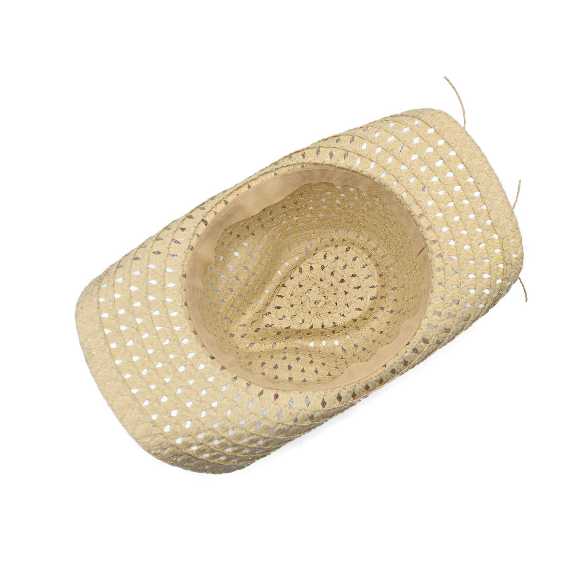 Girls Braided Cowboy Hat with Beaded Trim