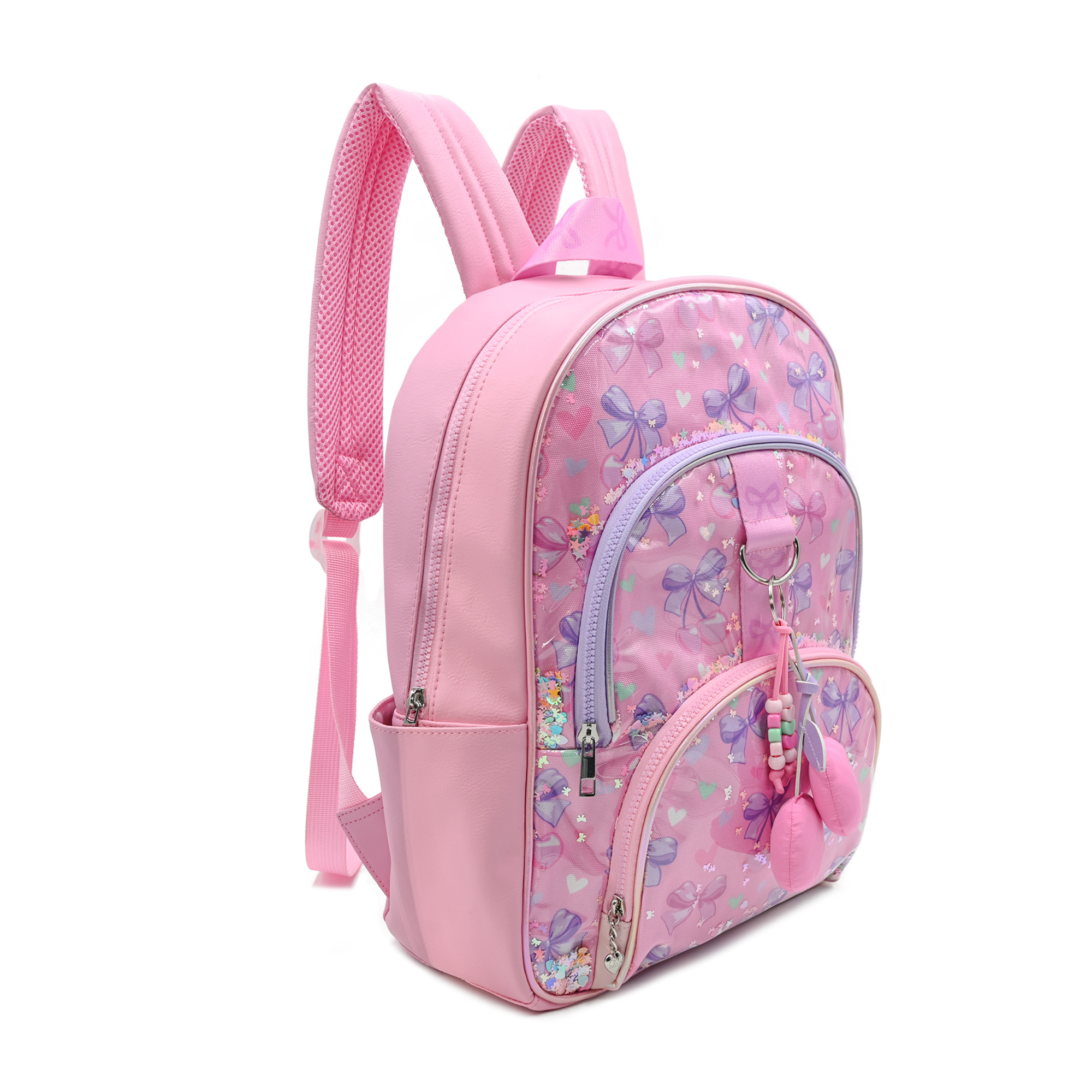 Purple Cherry Print Large Campus Backpack