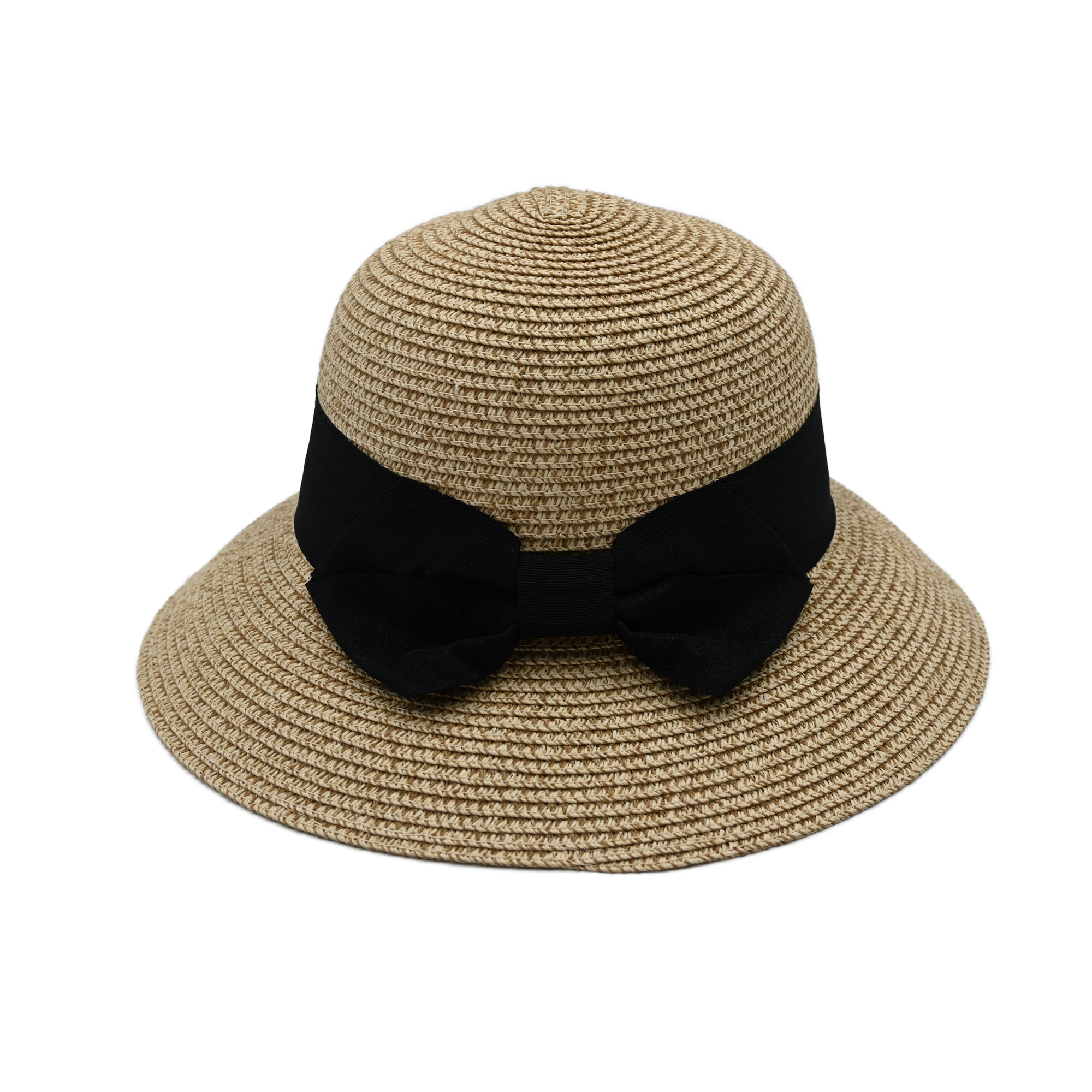 Women's black bow wide-brimmed hat