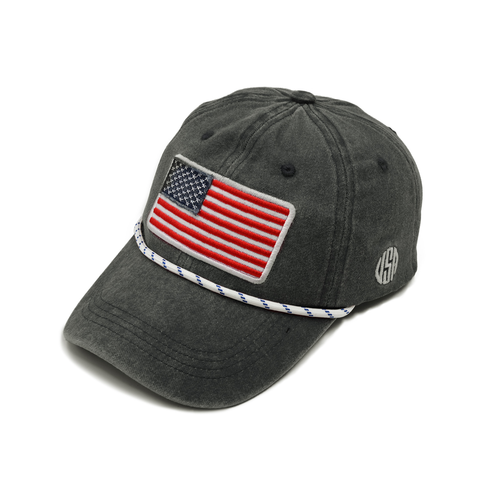 USA Flag Embroidered Patch Denim Baseball Cap