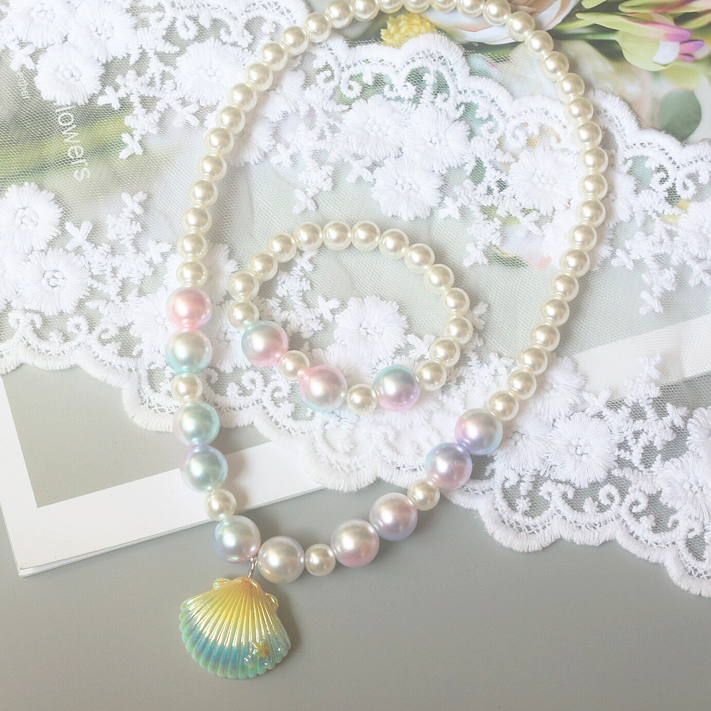 Ocean Shell Necklace Bracelet Set