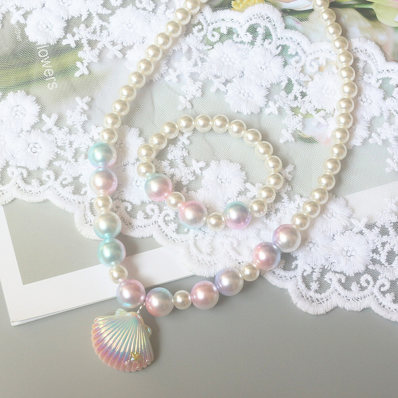 Ocean Shell Necklace Bracelet Set
