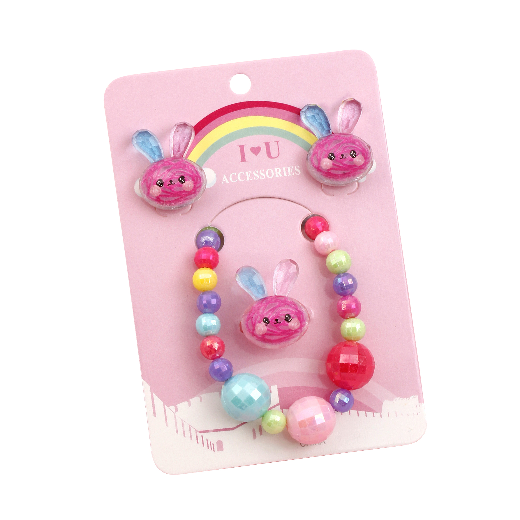 4pcs Girls Cartoon Jewelry Set