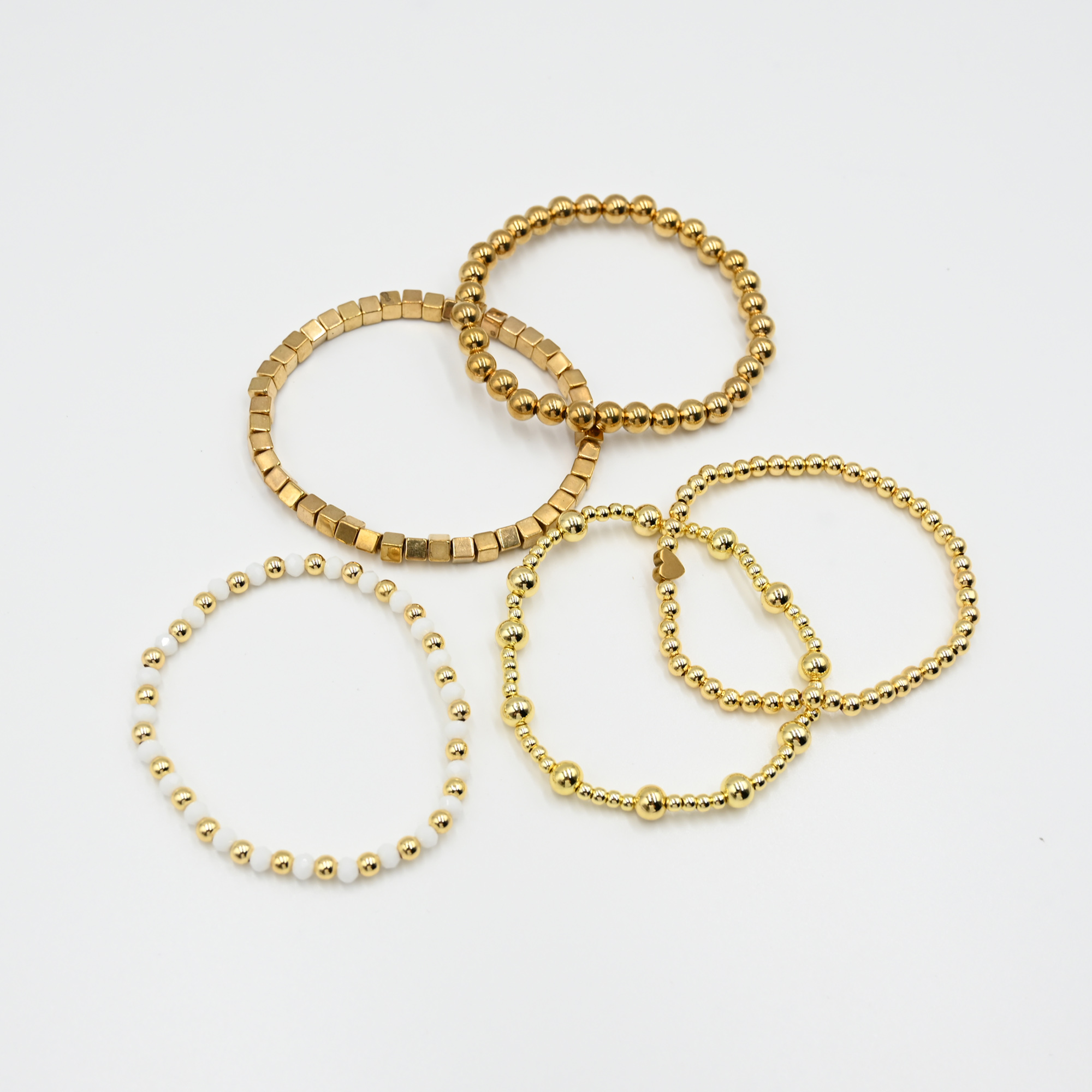 5 Pcs Set Goth Acrylic Beads Chain Bracelets