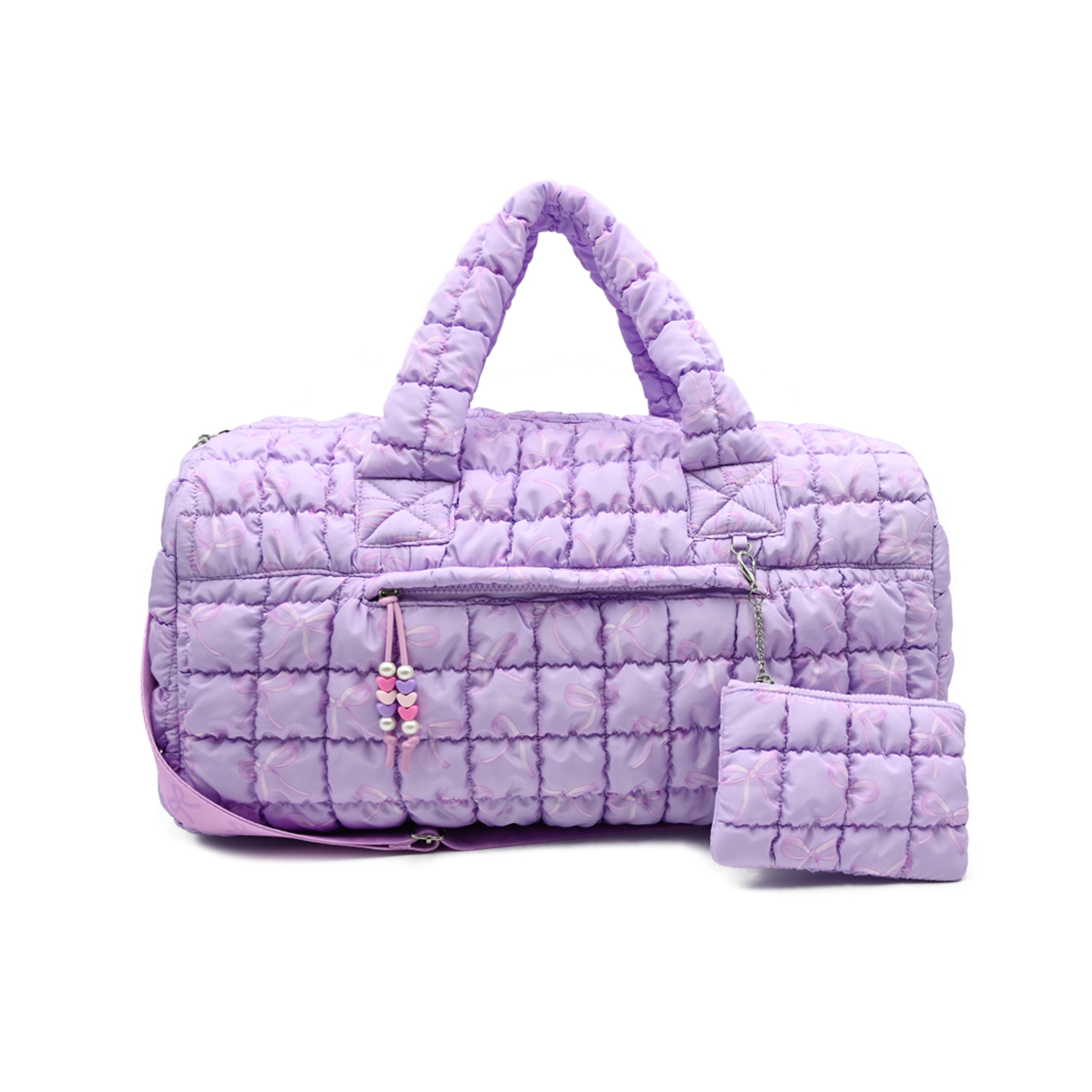 Quilted Scrunchies Floral Bow Printed Duffle Bag