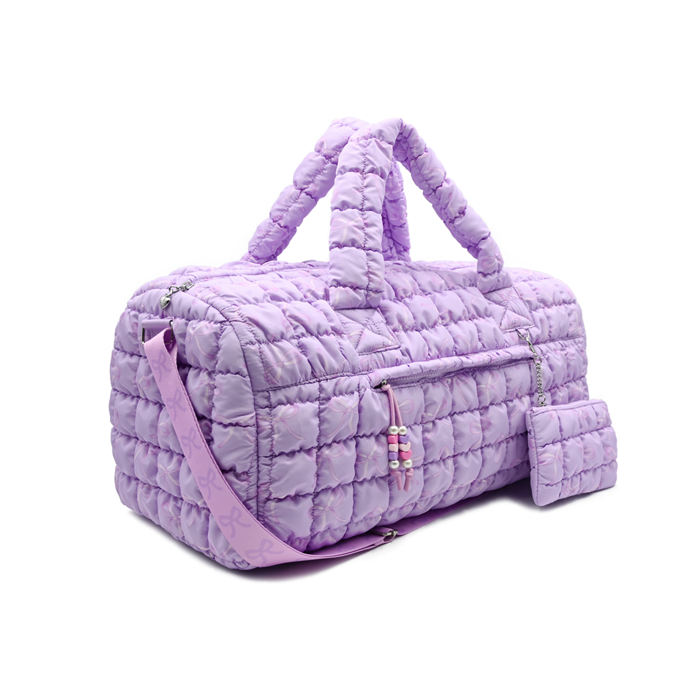 Quilted Scrunchies Floral Bow Printed Duffle Bag