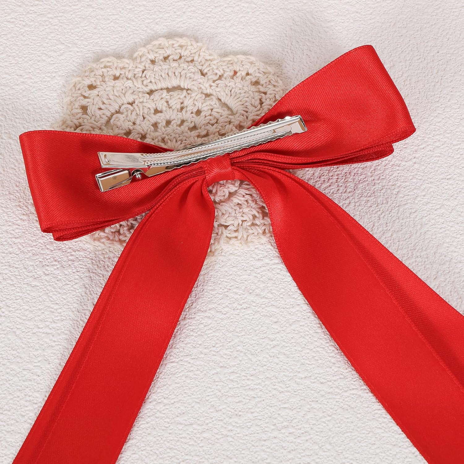 2pcs French Tassel Ribbon Hair Clips