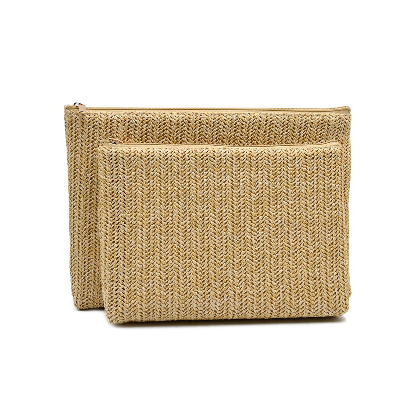 2Pcs Raffia Travel Pouch