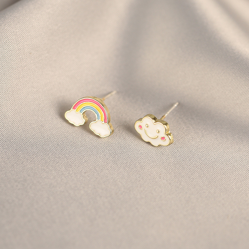 Beautiful Rainbow & Cloud Stud Earrings