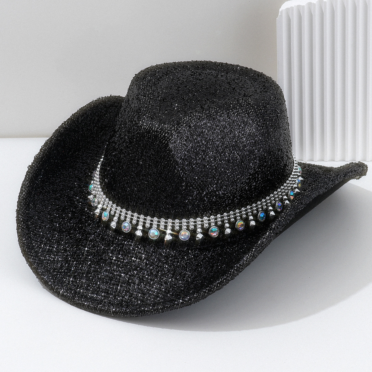 Women Fashion Rhinestone Jazz Top Hat