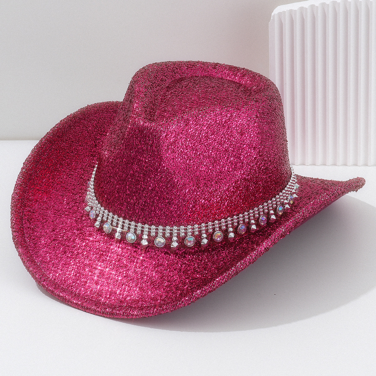 Women Fashion Rhinestone Jazz Top Hat