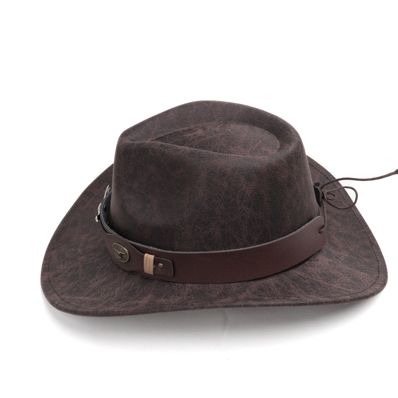Unisex Vintage Faux Leather Western Cowboy Hat