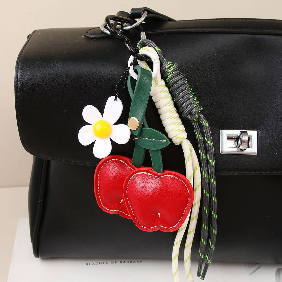 Leather Simulation Apple Woven Rope DIY Keychain Bag Charm