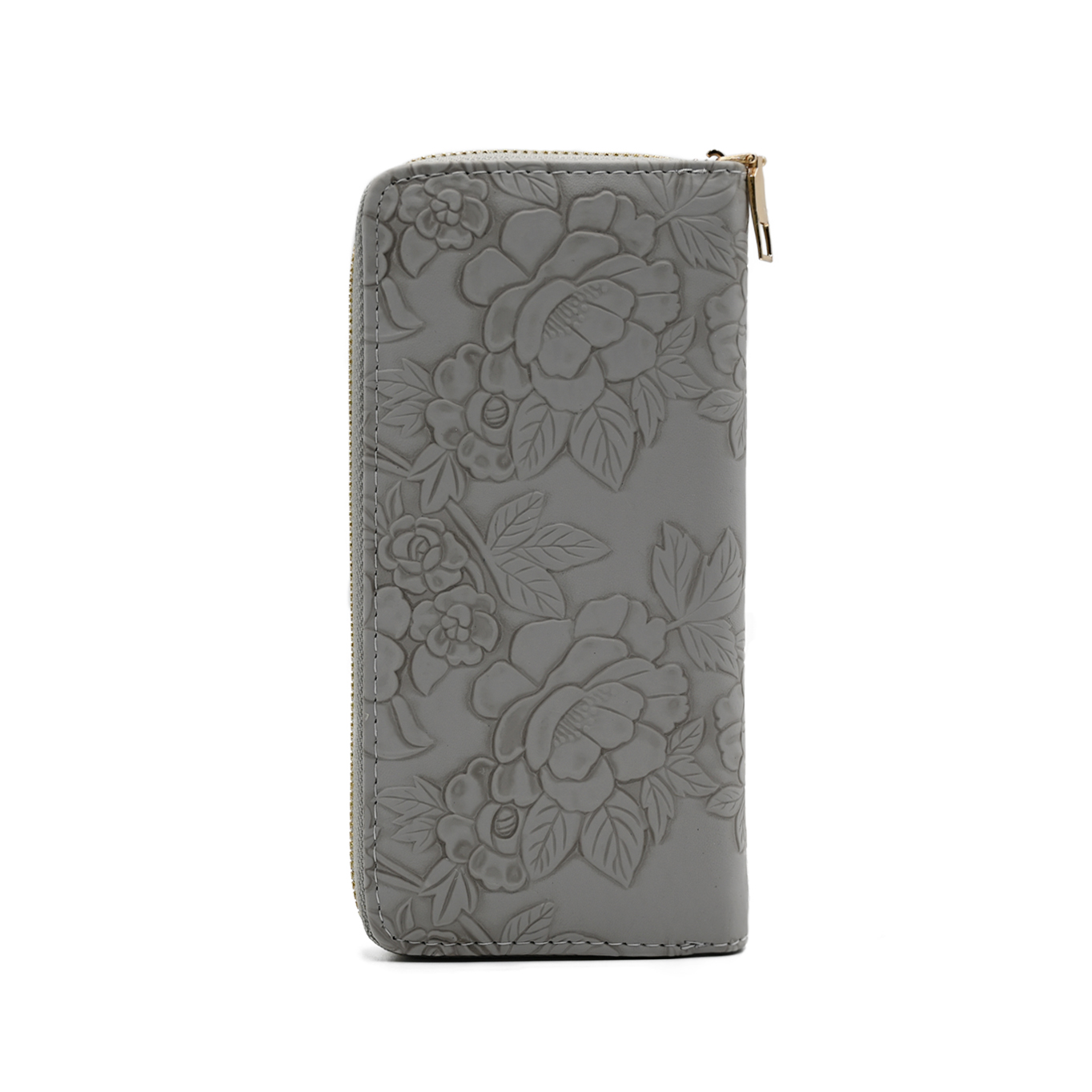 Women's Vegan Leather Wallet with Floral Emboss