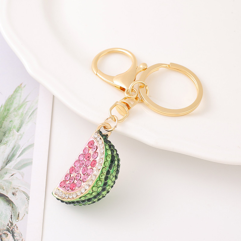 Crystal Green Watermelon Handbag Keychain Charm