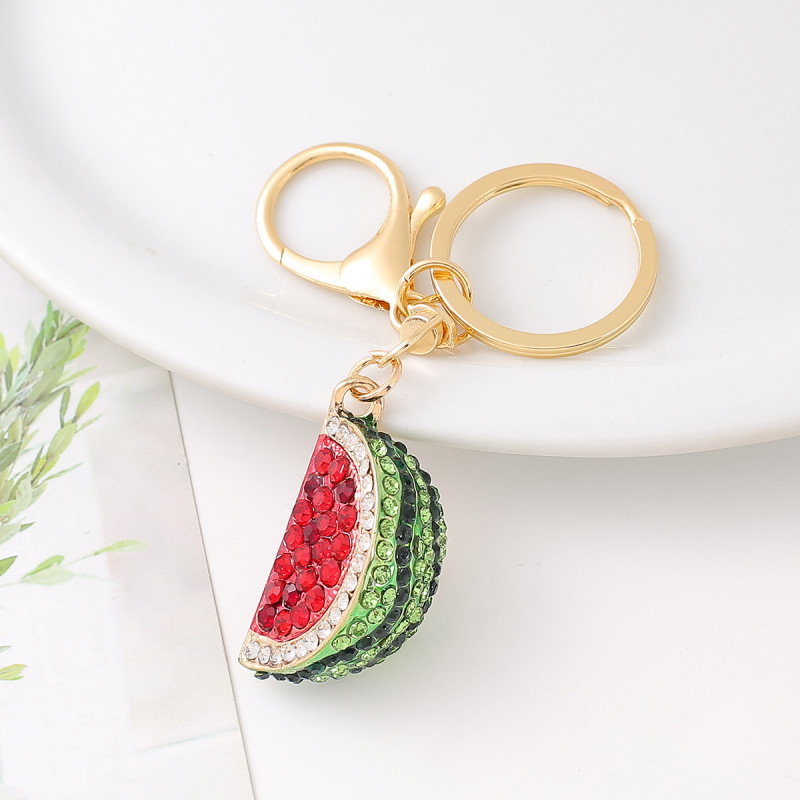 Crystal Green Watermelon Handbag Keychain Charm